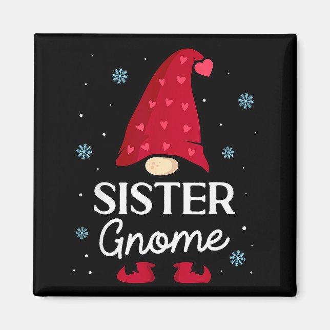 Aimant Christmas Sister Gnome Dwarf Garden Gnome Family  (Devant)
