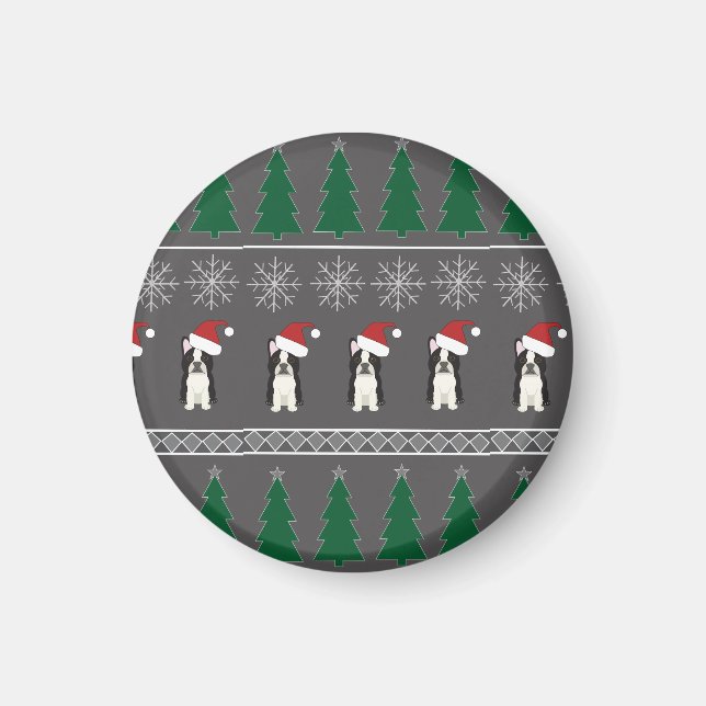 Aimant Christmas Snowflakes, Santa Dog, Tree (Devant)