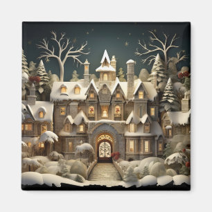 Aimant Christmas Snowy Manor Storybook Wonderland
