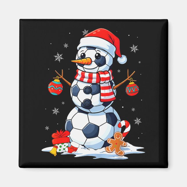 Aimant Christmas Soccer Funny Snowman Men Boys Kids  (Devant)