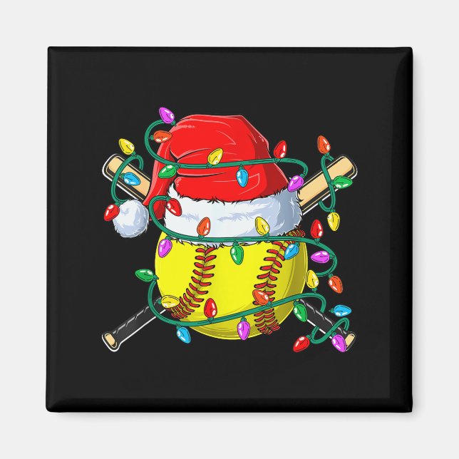 Aimant Christmas Softball Xmas Santa Srts Hat Mens Womens (Devant)