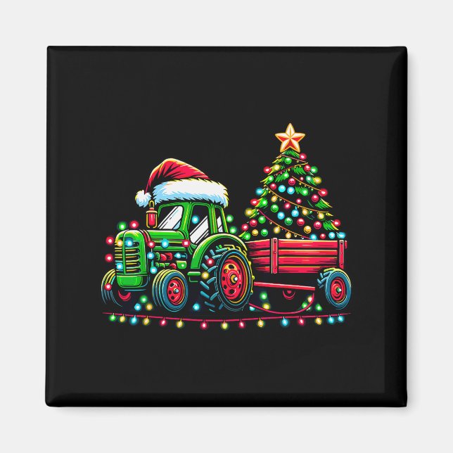 Aimant Christmas Tractor Boys Santa Xmas Farm Truck  (Devant)