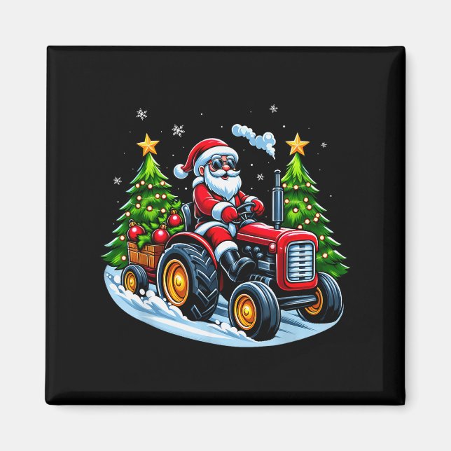 Aimant Christmas Tractor Santa Xmas Farm Truck Men Boys K (Devant)