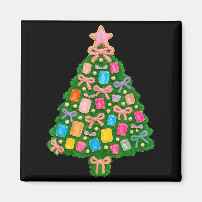 Aimant Christmas Tree Coquette Bow Crochet Xmas Pajamas H (Devant)