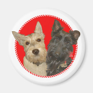 Aimant Christmas Wheaten & Black Scotties