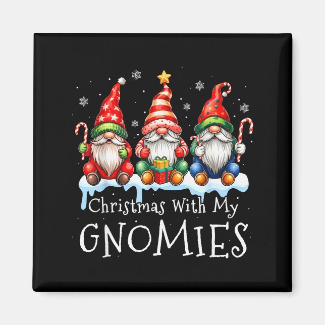 Aimant Christmas With My Gnomies Buffalo Plaid Gnome Fami (Devant)