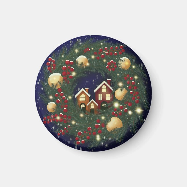 Aimant Christmas wreath with pine branches (Devant)