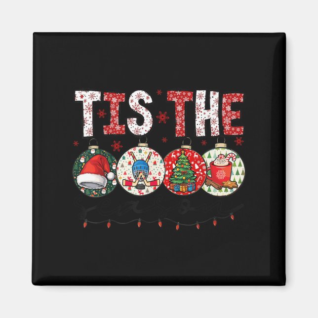 Aimant Christmas Xmas Vibes Hockey Lover Hockey Player Wi (Devant)