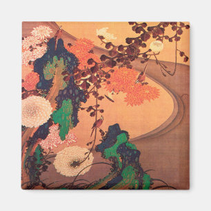 Aimant Chrysanthèmes par un ruisseau avec des rochers (1