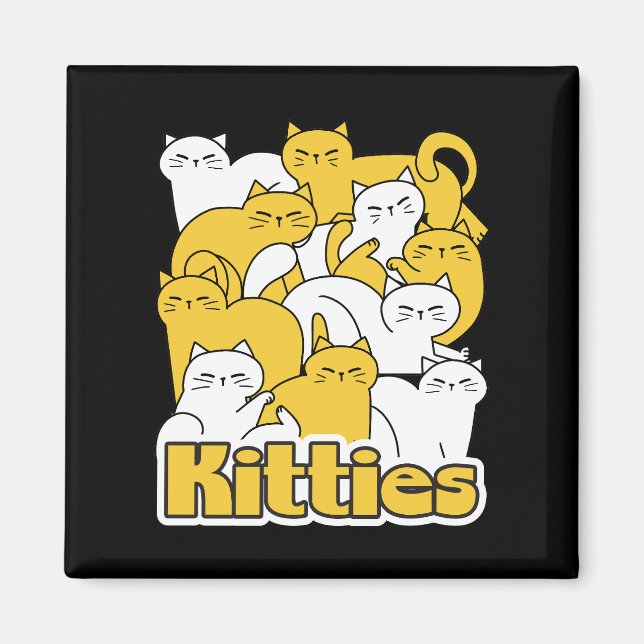 Aimant Chubby Kitties Design - Cat Art adorable (Devant)