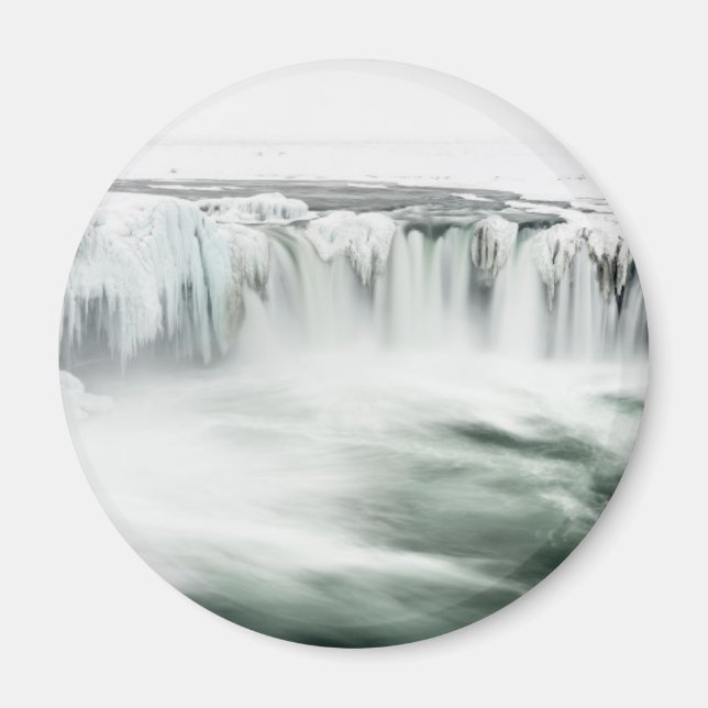 Aimant Chute d'eau Godafoss, hiver, Islande (Devant)
