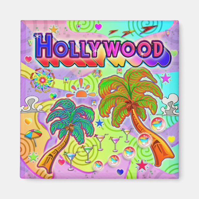 Aimant cible de vacances à Hollywood (Devant)