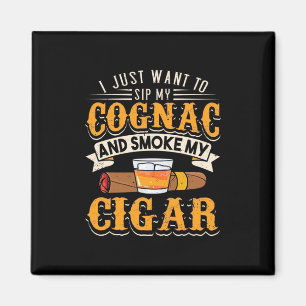 Aimant Cigar Lover Mon Cognac Et Fumer Mon Cigar