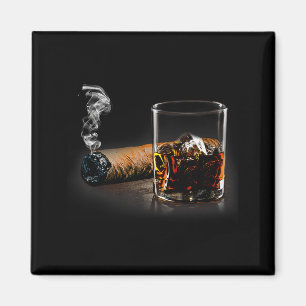 Aimant Cigare et bourbon, excellent cadeau pour les amate