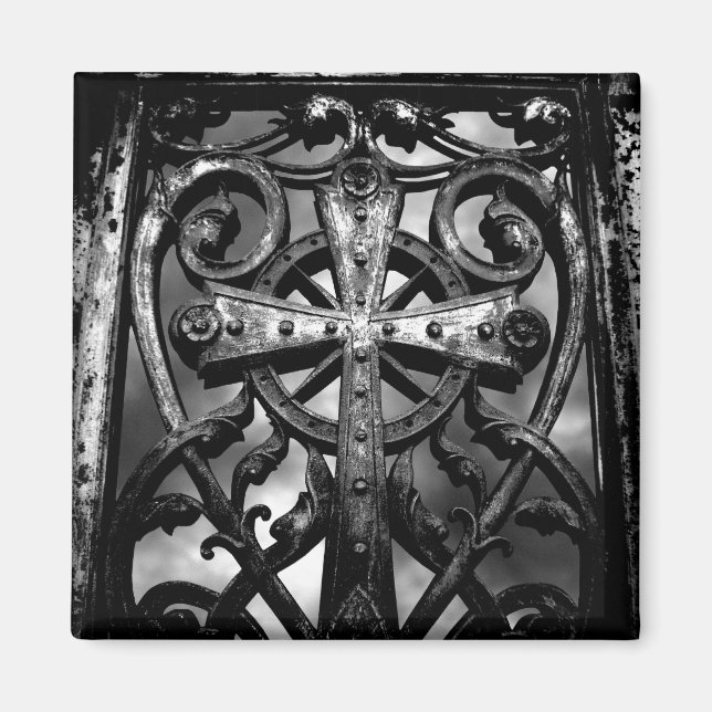 Aimant Cimetière gothique croix celtique en fer forgé au  (Devant)