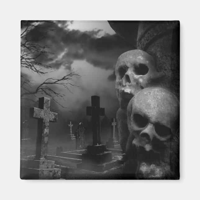 Aimant Cimetière Gothique Hauné, Tombe Des Crânes (Devant)