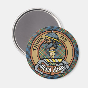 Aimant Cimier du clan MacLellan sur tartan ancien