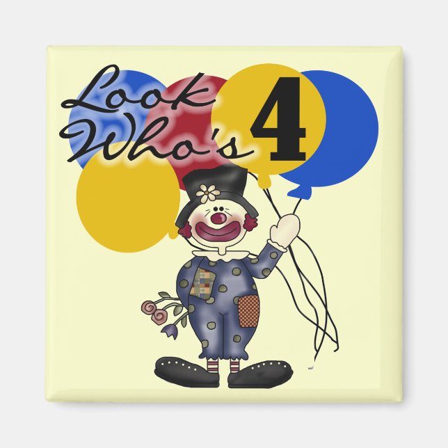 Aimant Circus Clown 4e Anniversaire Tshirts et cadeaux (Devant)