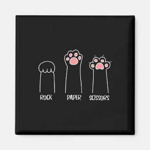 Aimant Ciseaux Papier Rocher Jeu Maigre Paw Drôle Chat