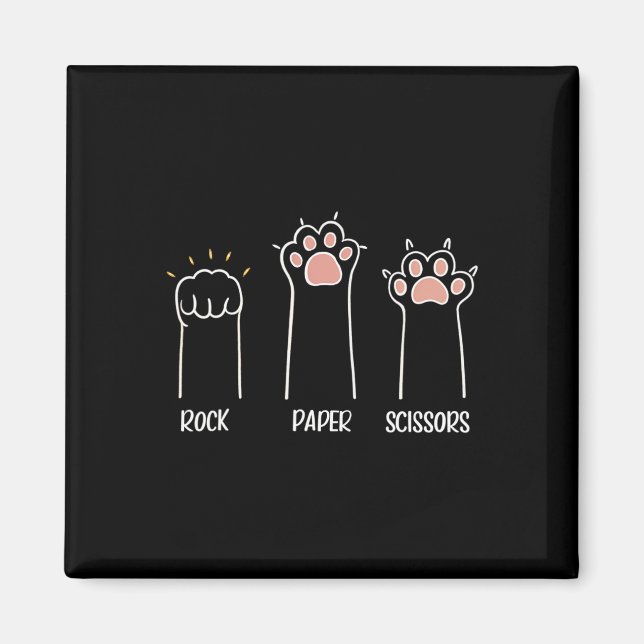 Aimant Ciseaux Papier Rocher Paw Cute Chat Animal Jeu (Devant)