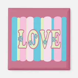 Aimant Citation d'amour mignonne Pastel rose jaune bleu D