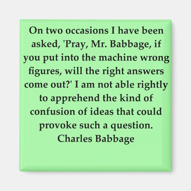 Aimant Citation de Charles Babbage (Devant)