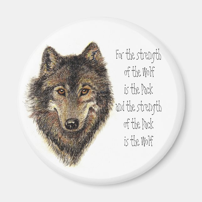 Aimant Citation de loup et de pack - Collection d'animaux (Devant)