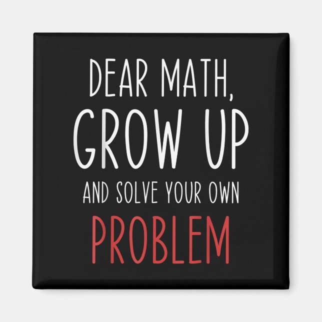 Aimant Citation de maths drôle Cher professeur de maths M (Devant)