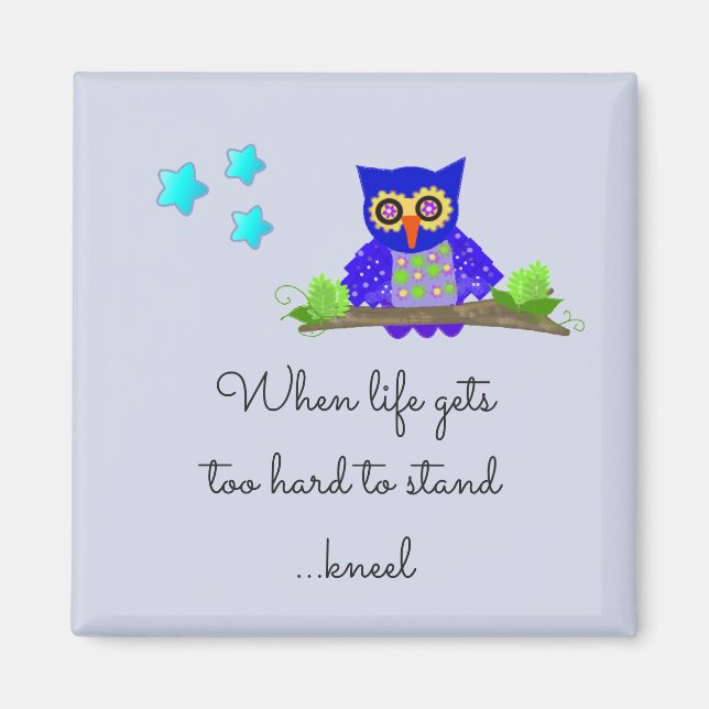 Aimant Citation de vie inspirationnelle avec hibou (Devant)