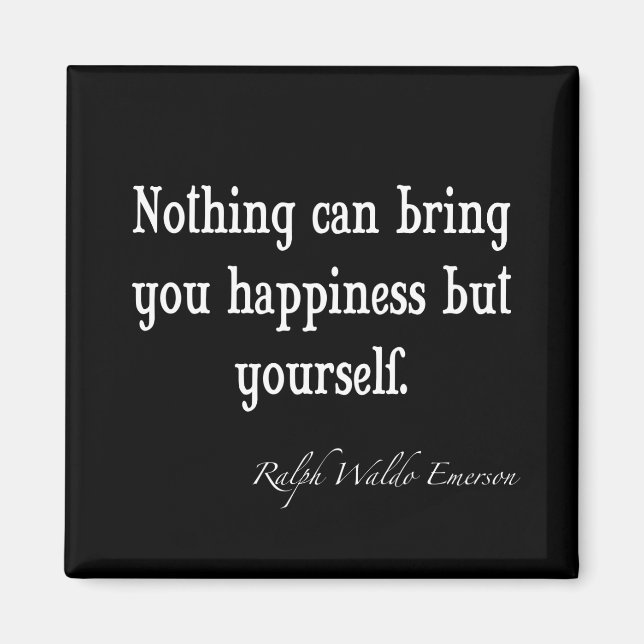 Aimant Citation inspirée vintage Emerson Happiness (Devant)