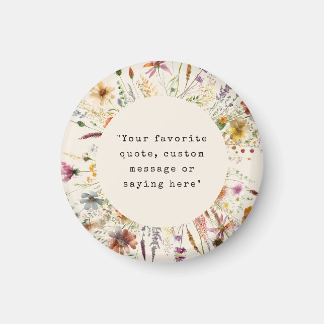 Aimant Citation personnalisée Boho Fleur sauvage Floral (Devant)