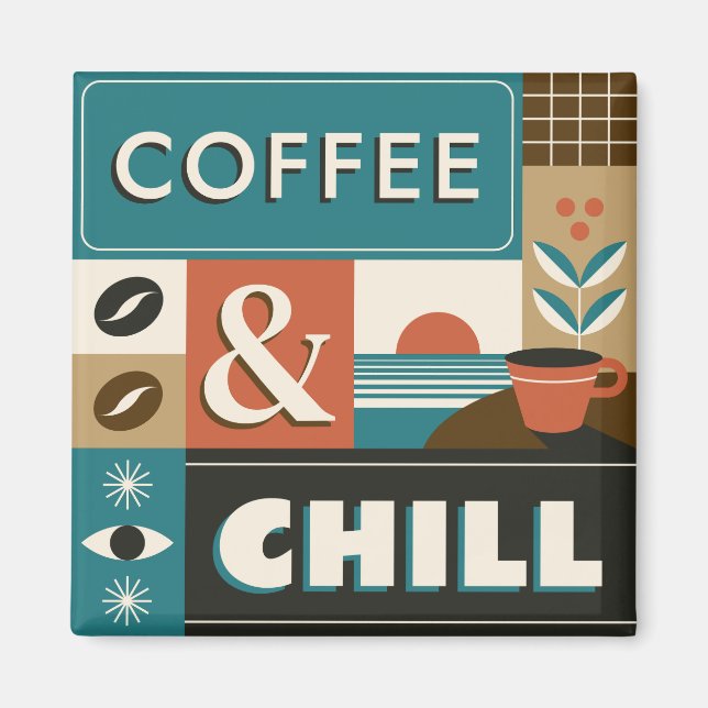 Aimant Citations de café coloré (Devant)
