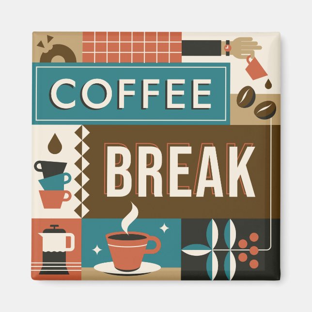 Aimant Citations de café coloré (Devant)