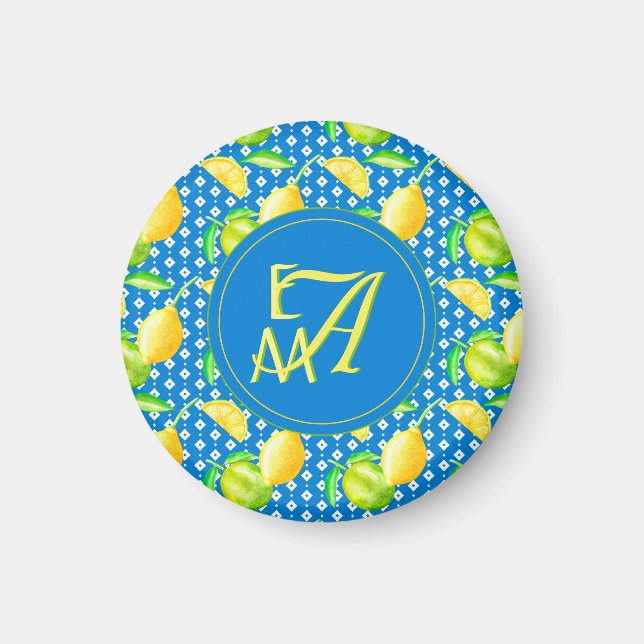 Aimant Citronnier monogramme Azur Blue Nouvelle Décoratio (Devant)