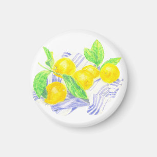 Aimant citrons Meyer sur la serviette de cuisine
