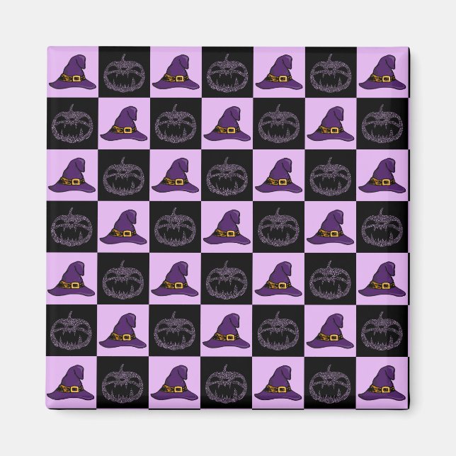 Aimant Citrouille Casquette de la sorcière Halloween Face (Devant)