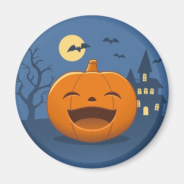 Aimant Citrouille d'Halloween riante (Devant)