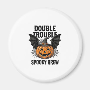 Aimant Citrouille d'Halloween Sorcière Double Trouble Vin