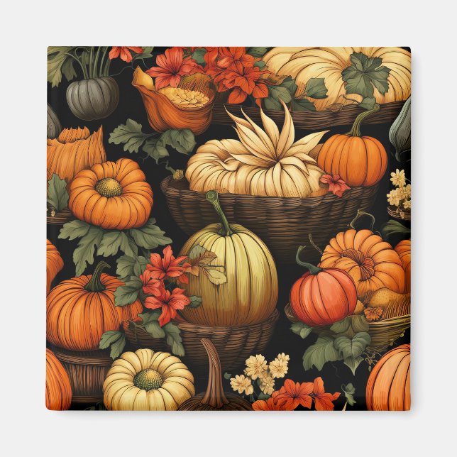 Aimant Citrouille et plus encore, automne, (Devant)