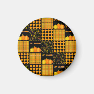 Aimant Citrouille Halloween Patchwork Motif