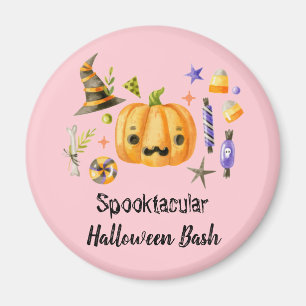 Aimant Citrouille Spooktacular Halloween Bash Party rose