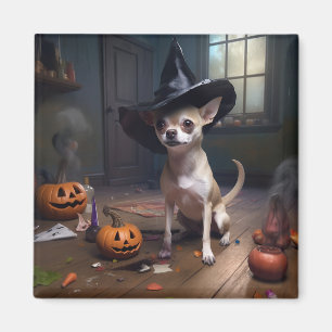 Aimant Citrouilles d'Halloween effrayantes de Chihuahua