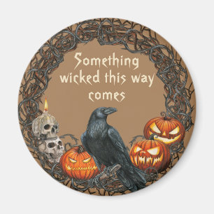 Aimant Citrouilles & Raven Halloween Wreath