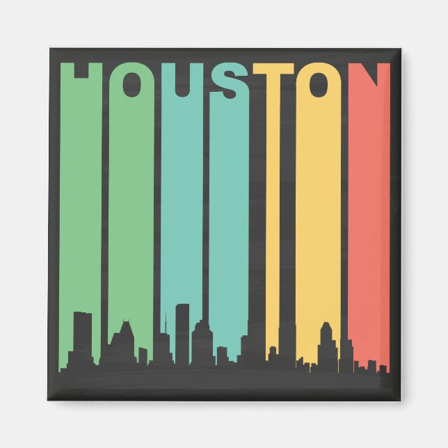Aimant Cityscape de Houston vintage (Devant)