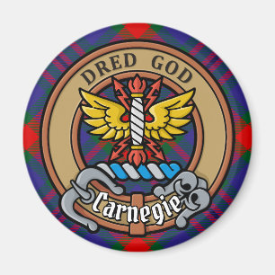 Aimant Clan Carnegie Crest sur Tartan