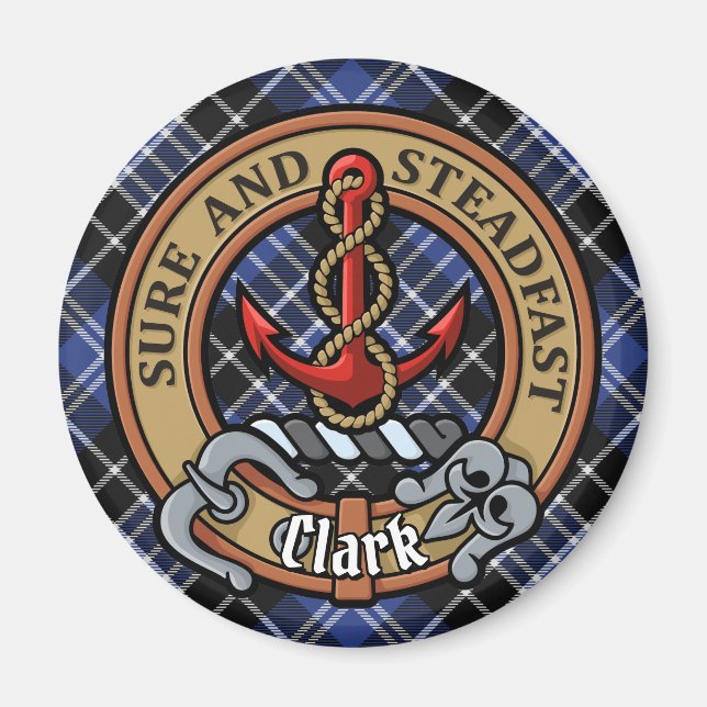 Aimant Clan Clark Crest sur Tartan (Devant)