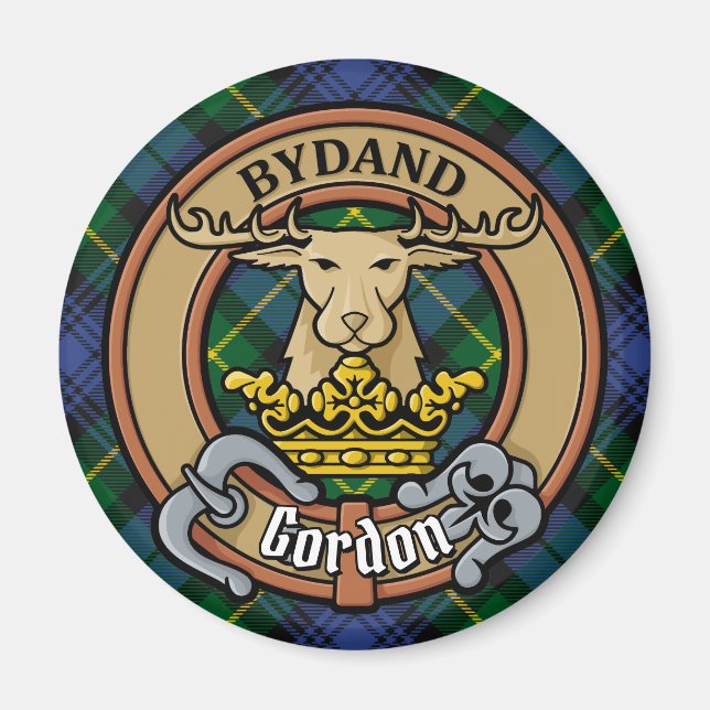 Aimant Clan Gordon Crest sur Tartan (Devant)