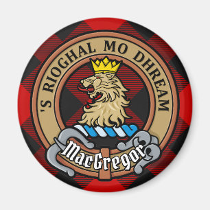 Aimant Clan Gregor Crest sur Rob Roy Tartan