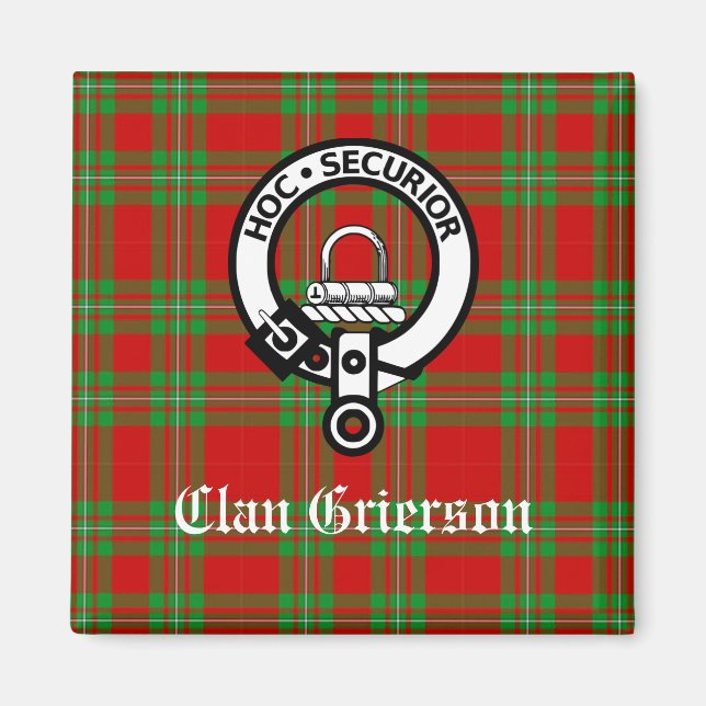 Aimant Clan Grierson Crest Badge & Tartan (Devant)