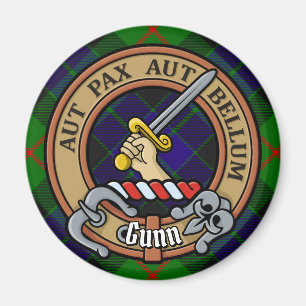 Aimant Clan Gunn Crest sur Tartan